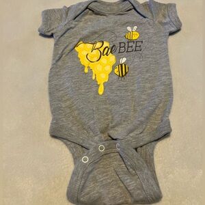 Gray “Bae Bee” Onesie with Bee Print